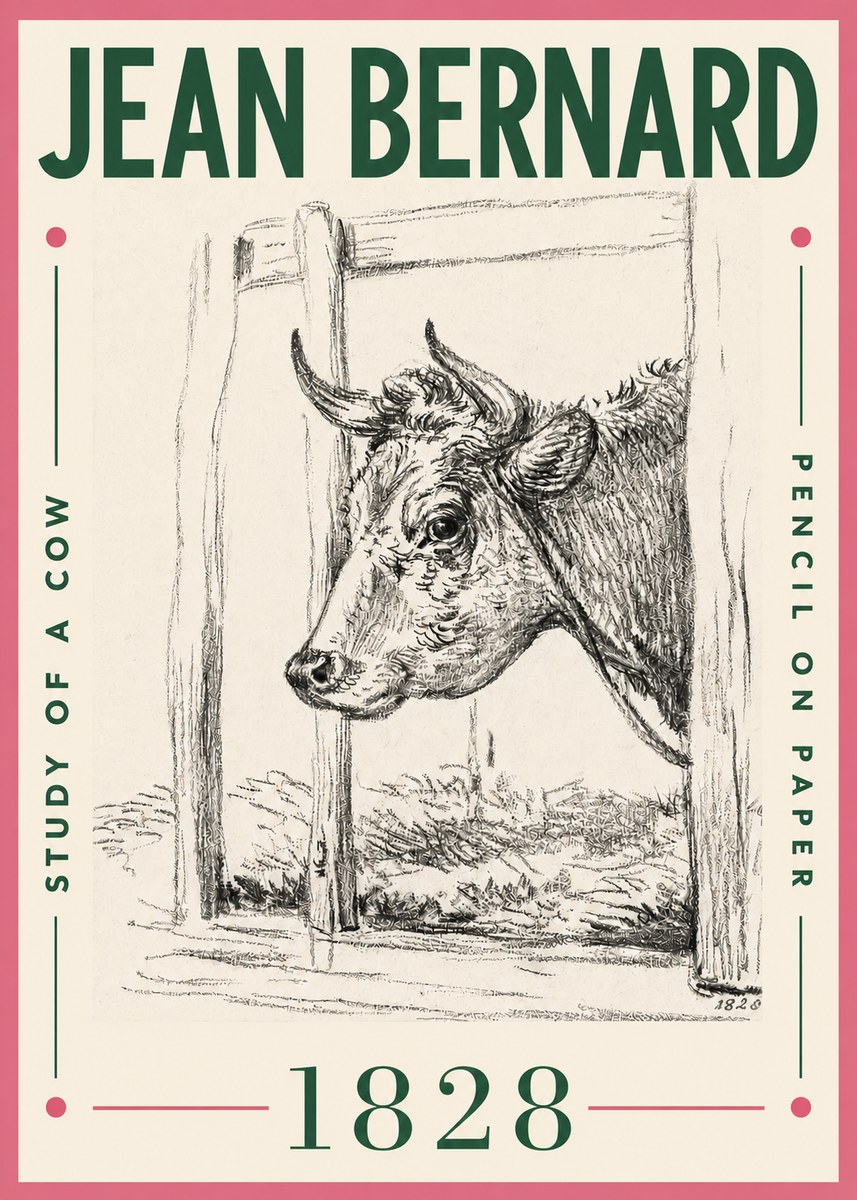 Jean Bernard Study of a Cow XVIII No4 - Póster