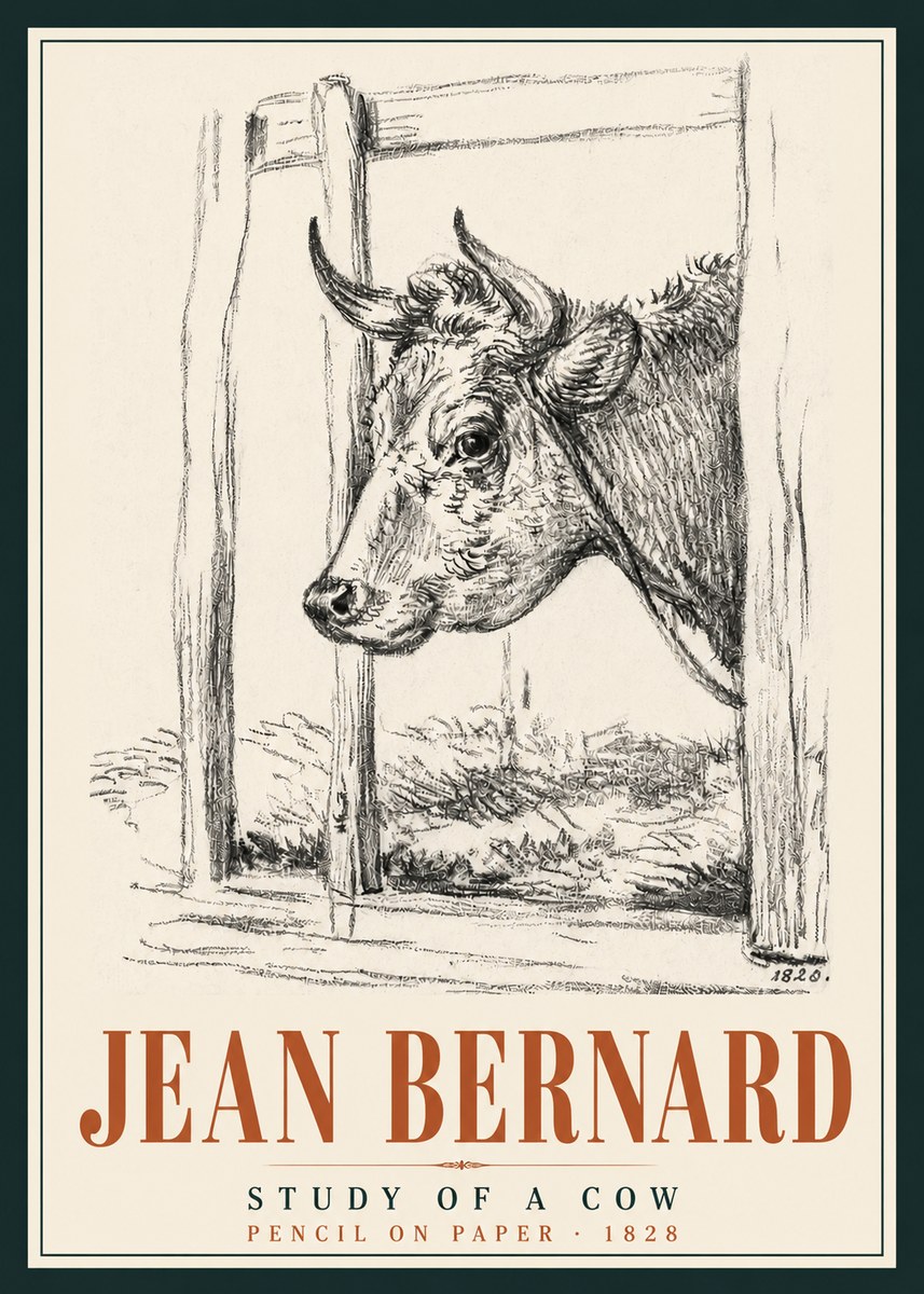 Jean Bernard Study of a Cow XVIII No5 - Póster
