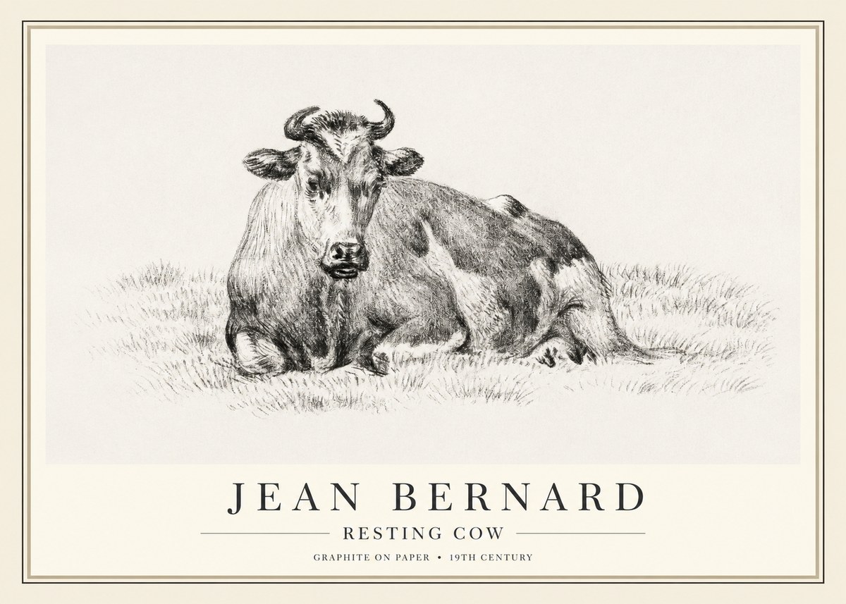 Jean Bernard Resting Cow V No1 - Póster
