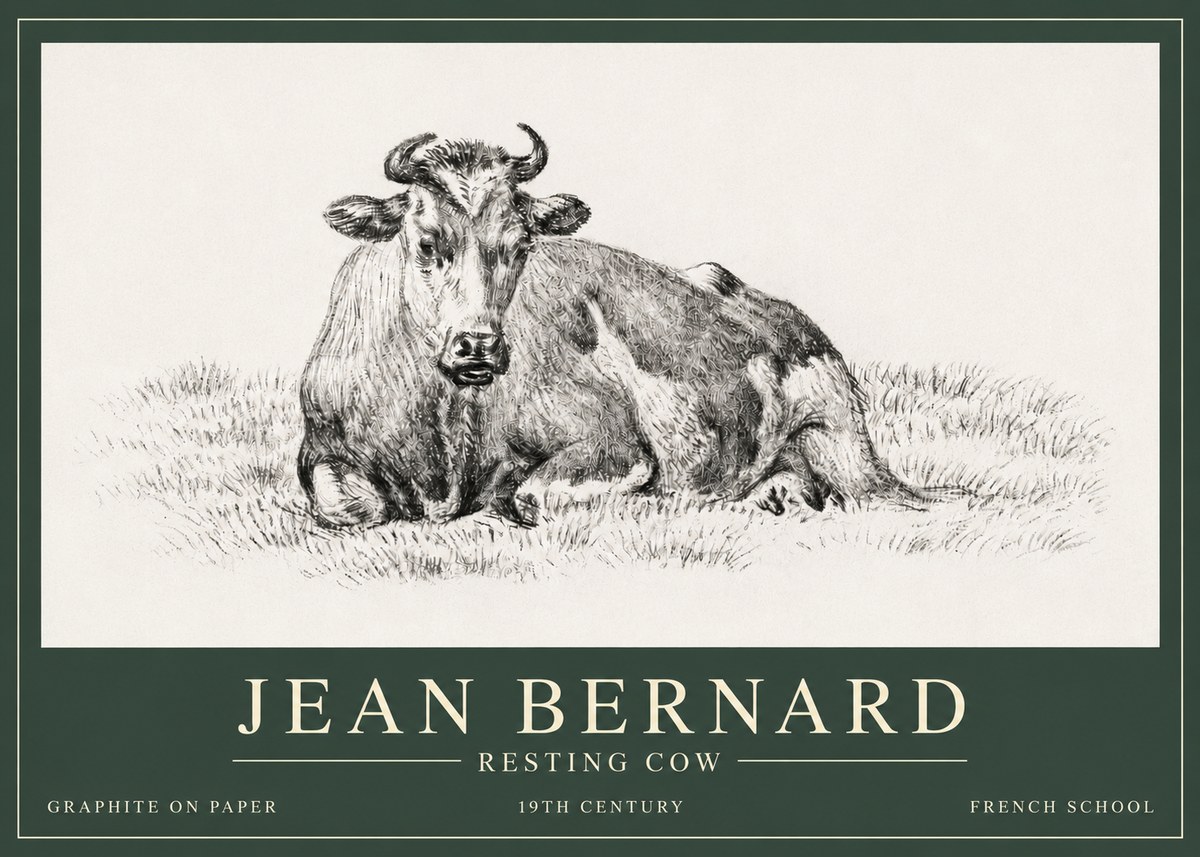 Jean Bernard Resting Cow V No3 - Póster