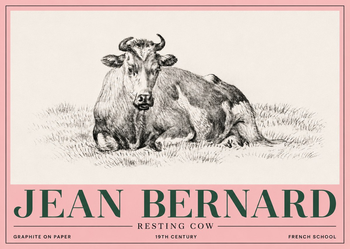 Jean Bernard Resting Cow V No5 - Póster