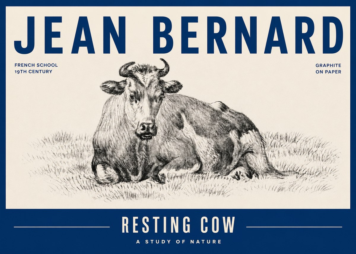 Jean Bernard Resting Cow V No6 - Póster