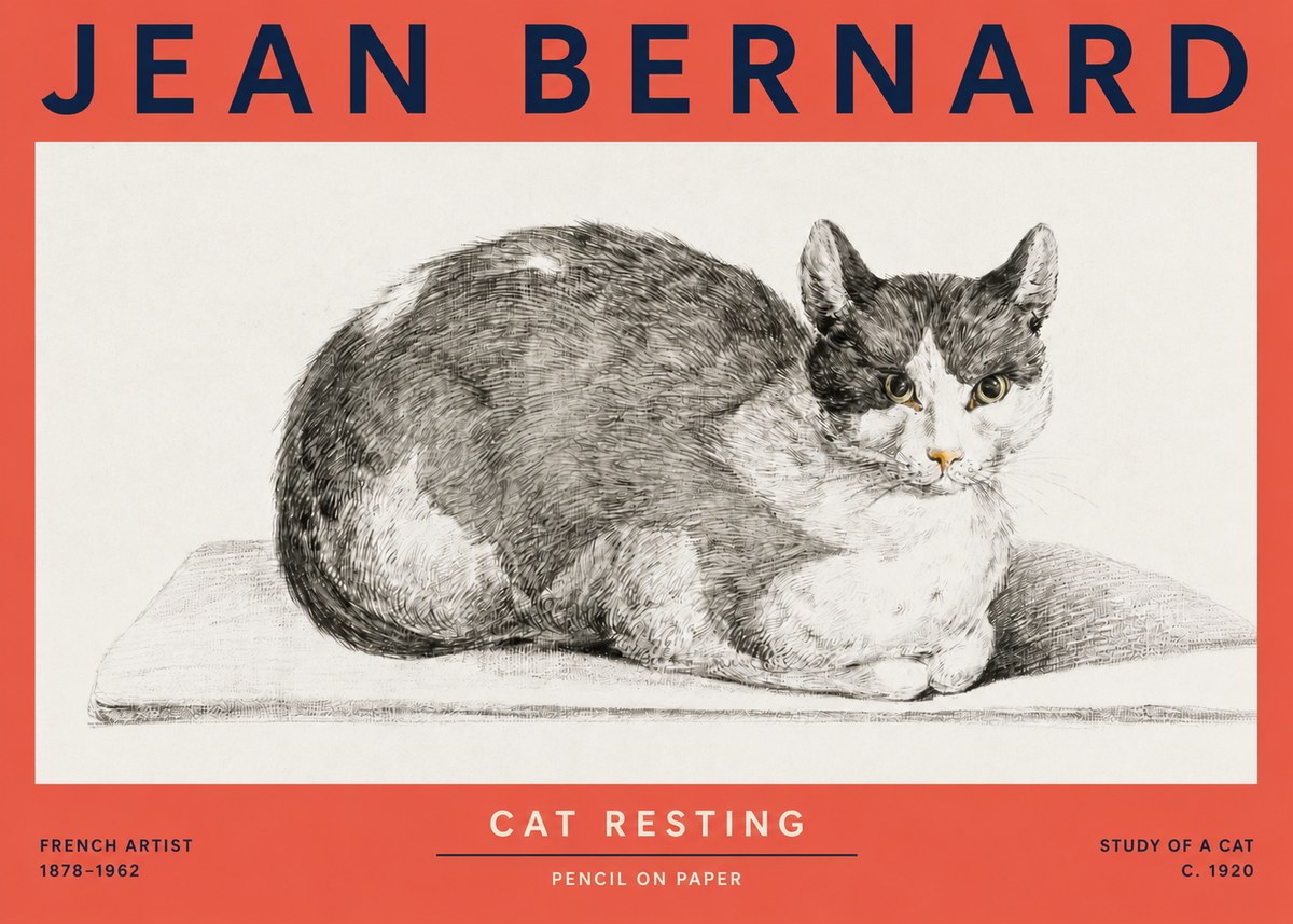 Jean Bernard Cat Study XI No5 - Póster