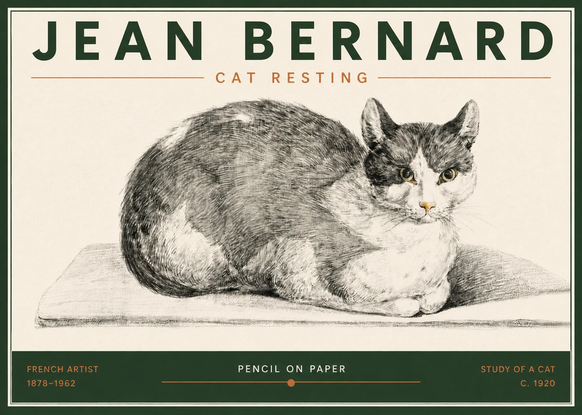 Jean Bernard Cat Study XI No6 - Póster