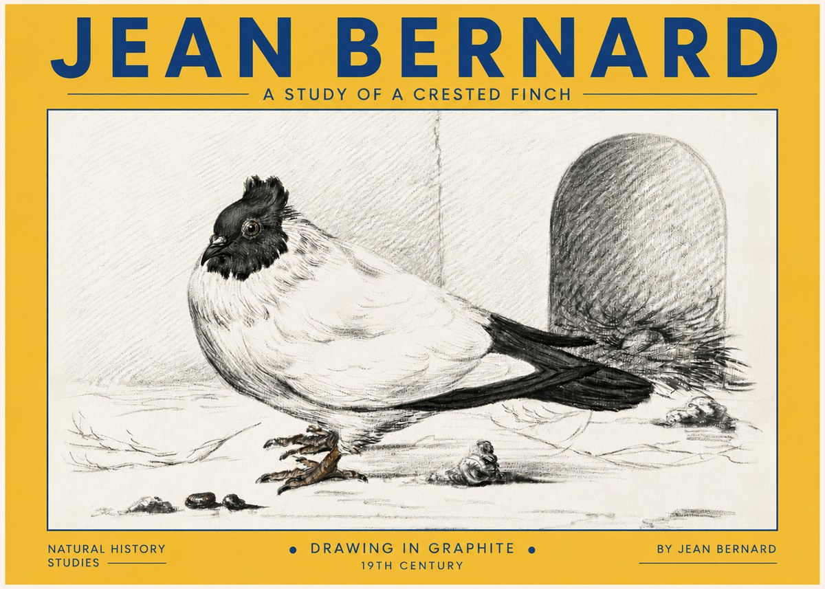 Jean Bernard A Study of a Crested Finch No4 - Póster