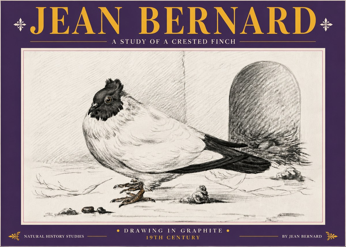Jean Bernard A Study of a Crested Finch No5 - Póster