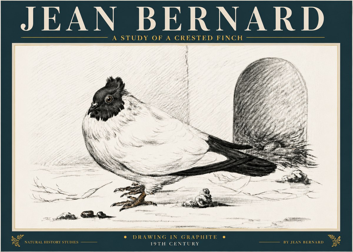 Jean Bernard A Study of a Crested Finch No6 - Póster