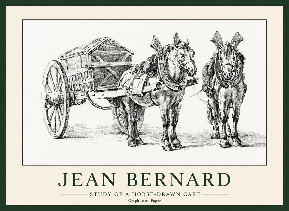 Jean Bernard Horse Team and Cart No2 - Póster