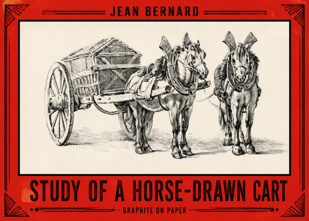 Jean Bernard Horse Team and Cart No3 - Póster