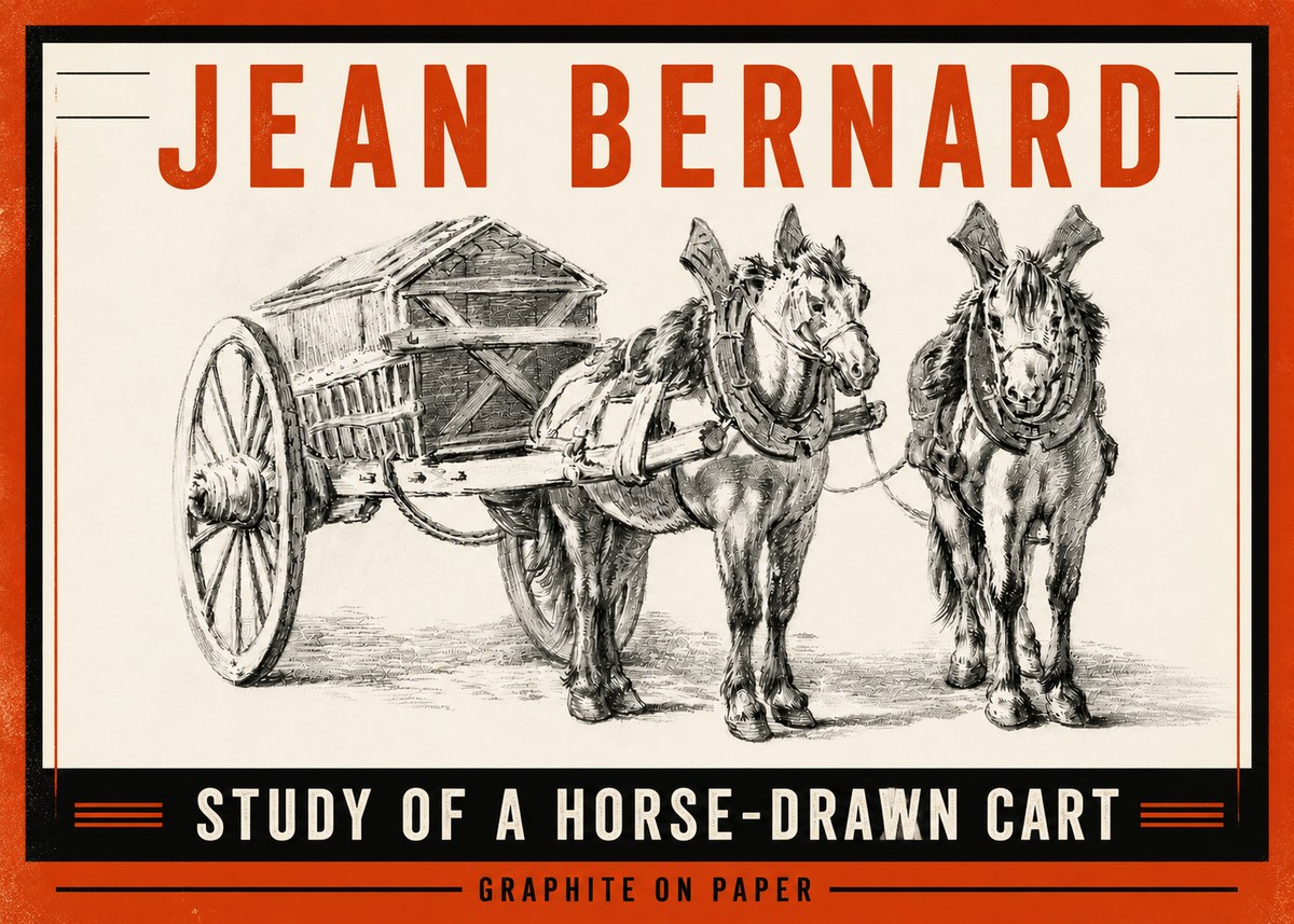 Jean Bernard Horse Team and Cart No5 - Póster