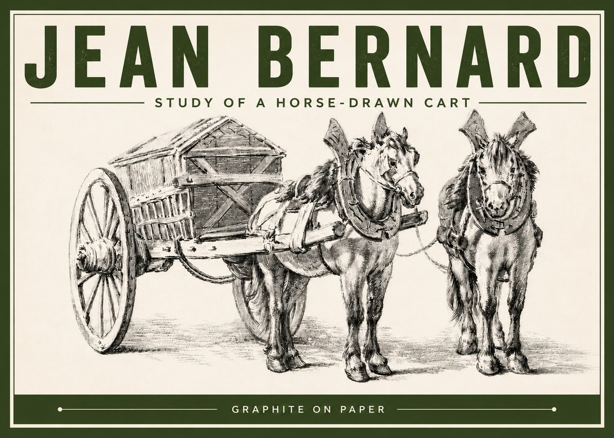 Jean Bernard Horse Team and Cart No6 - Póster