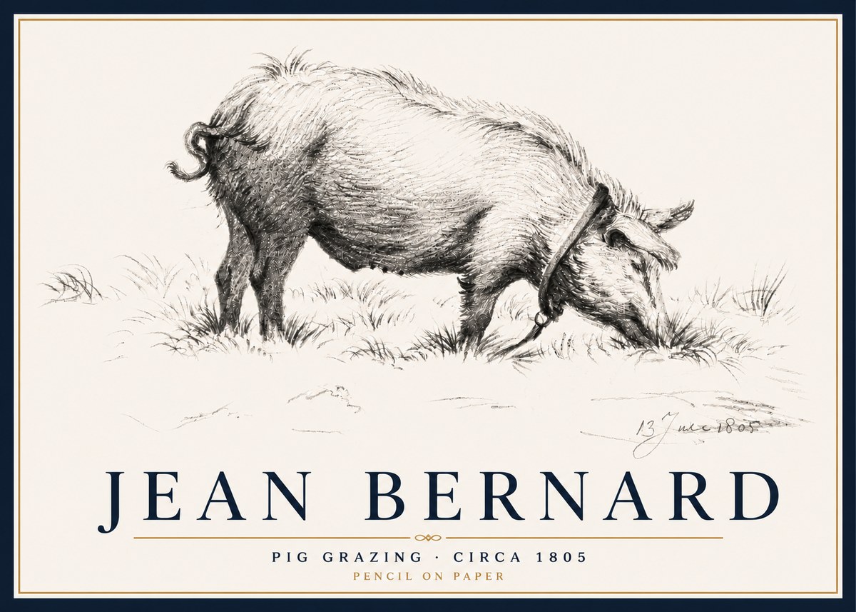 Jean Bernard Pig Grazing No5 - Póster
