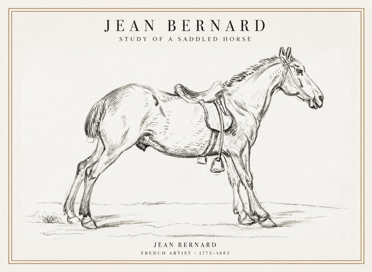 Jean Bernard Study of a Saddled Horse No1 - Póster