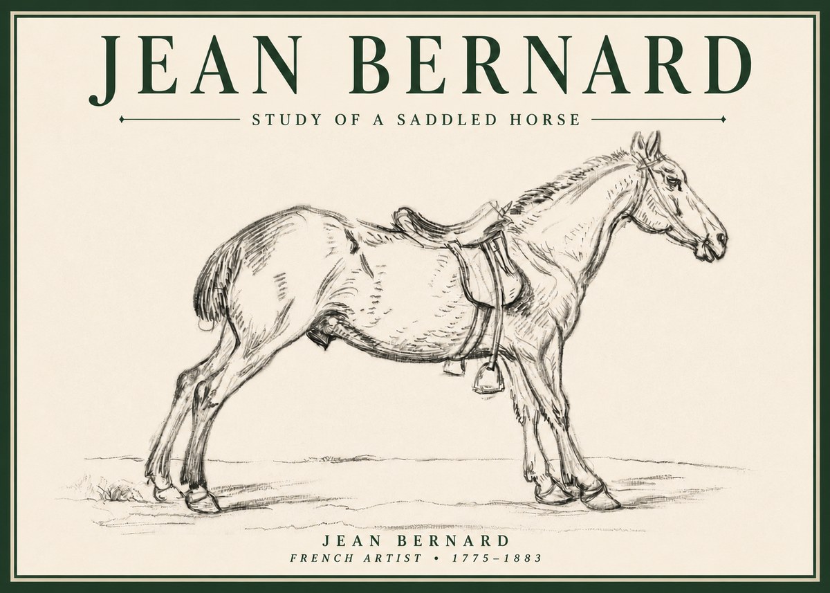 Jean Bernard Study of a Saddled Horse No4 - Póster