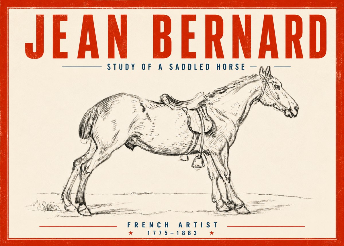 Jean Bernard Study of a Saddled Horse No5 - Póster