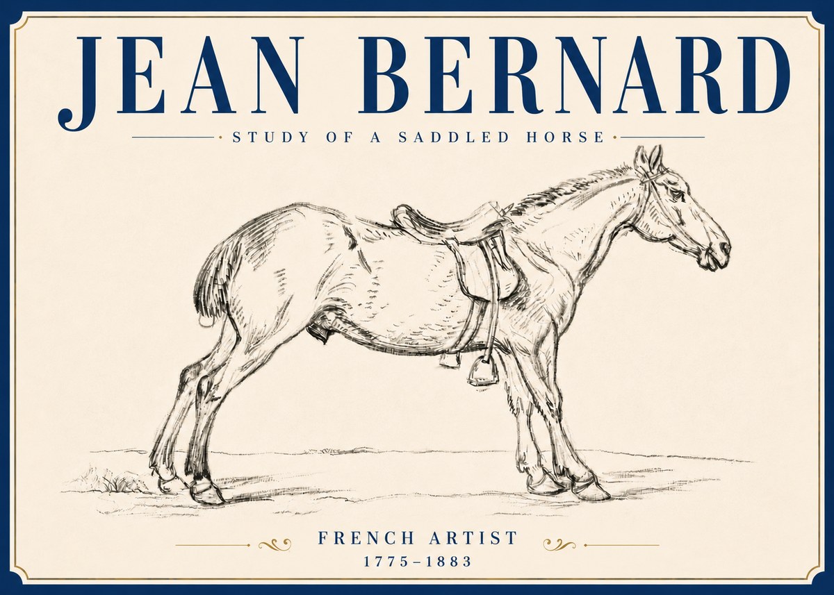Jean Bernard Study of a Saddled Horse No6 - Póster