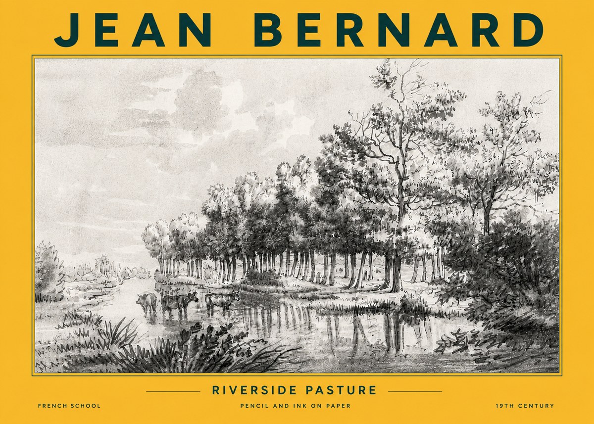 Jean Bernard Riverside Pasture No6 - Póster