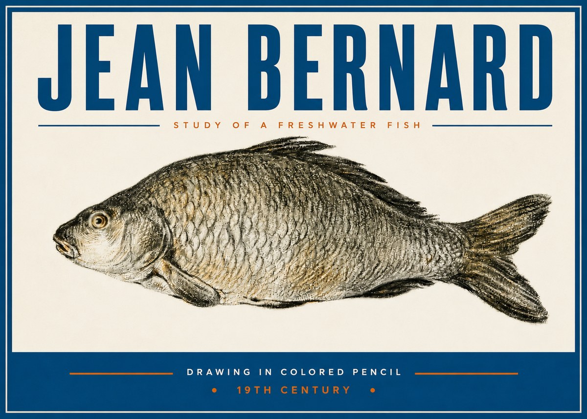 Jean Bernard Study of a Freshwater Fish No3 - Póster
