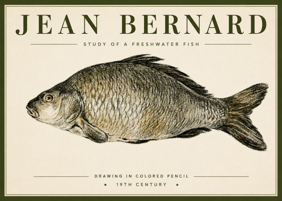 Jean Bernard Study of a Freshwater Fish No4 - Póster