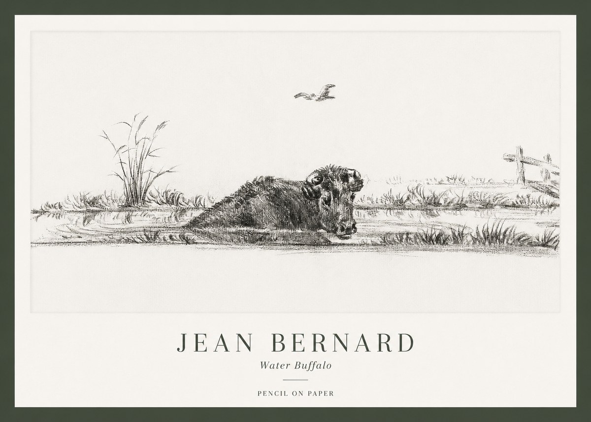 Jean Bernard Study of a Water Buffalo No2 - Póster