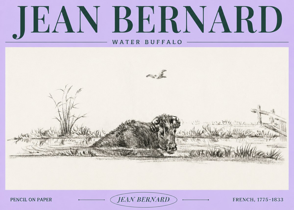 Jean Bernard Study of a Water Buffalo No4 - Póster