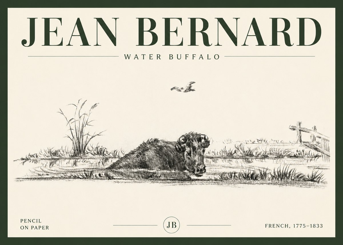 Jean Bernard Study of a Water Buffalo No6 - Póster