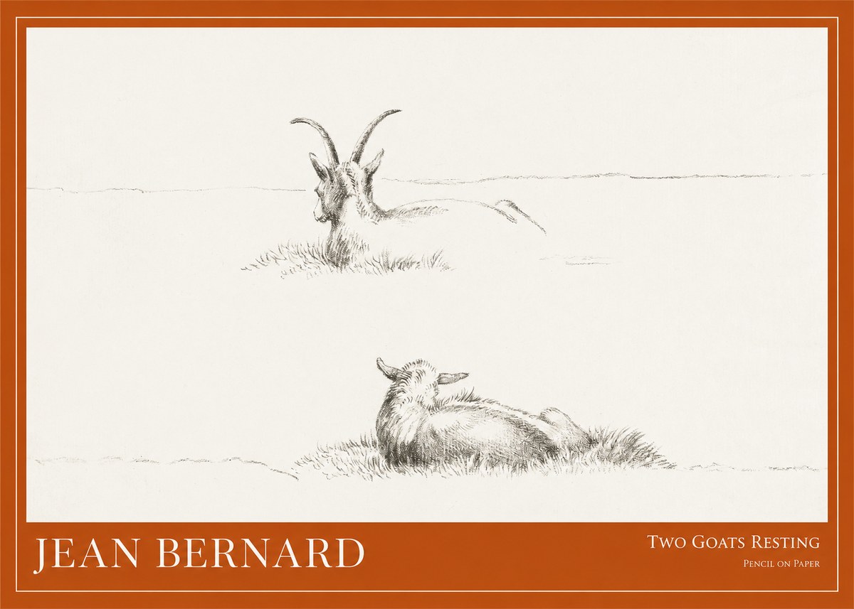 Jean Bernard Two Goats Resting No1 - Póster
