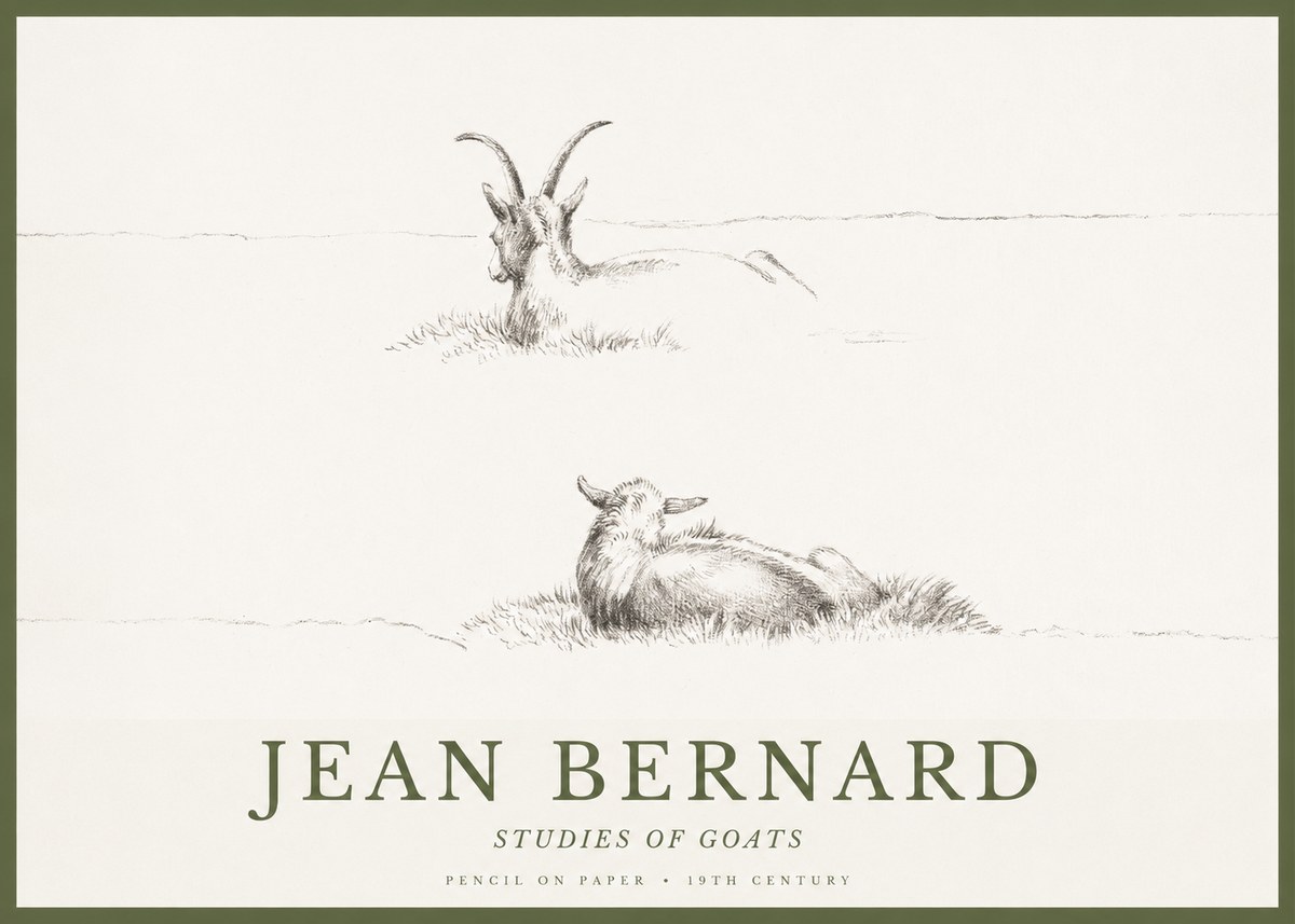 Jean Bernard Two Goats Resting No2 - Póster