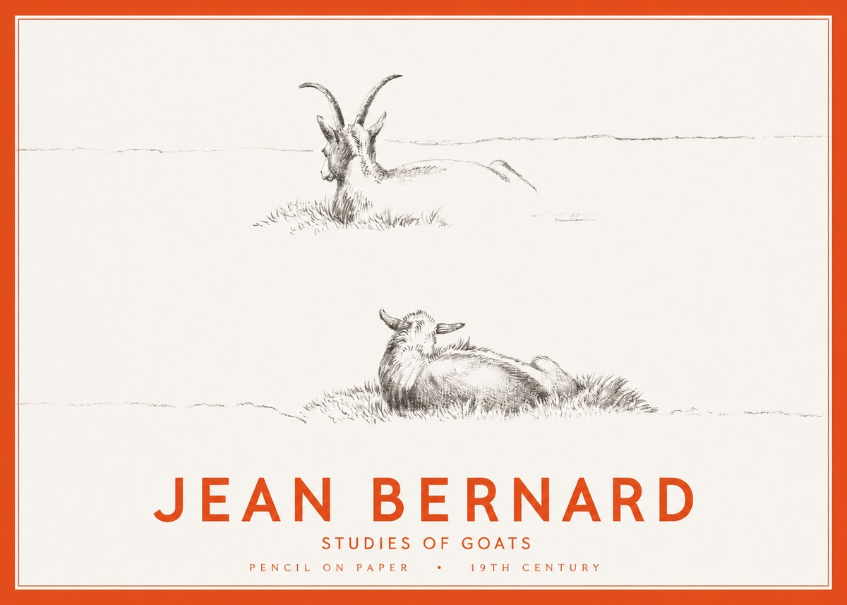 Jean Bernard Two Goats Resting No3 - Póster