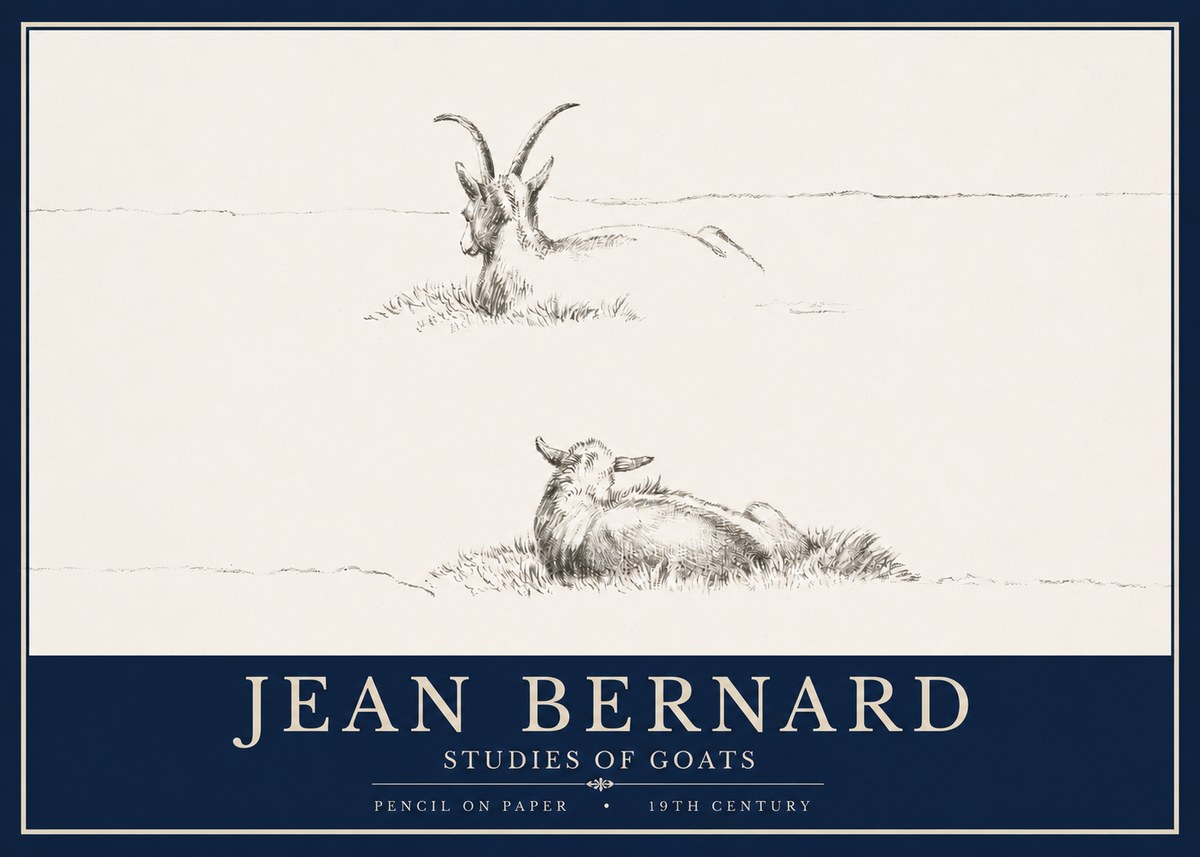 Jean Bernard Two Goats Resting No4 - Póster