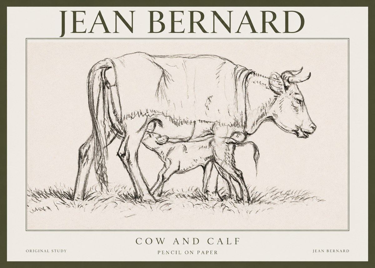 Jean Bernard Cow and Calf II No1 - Póster