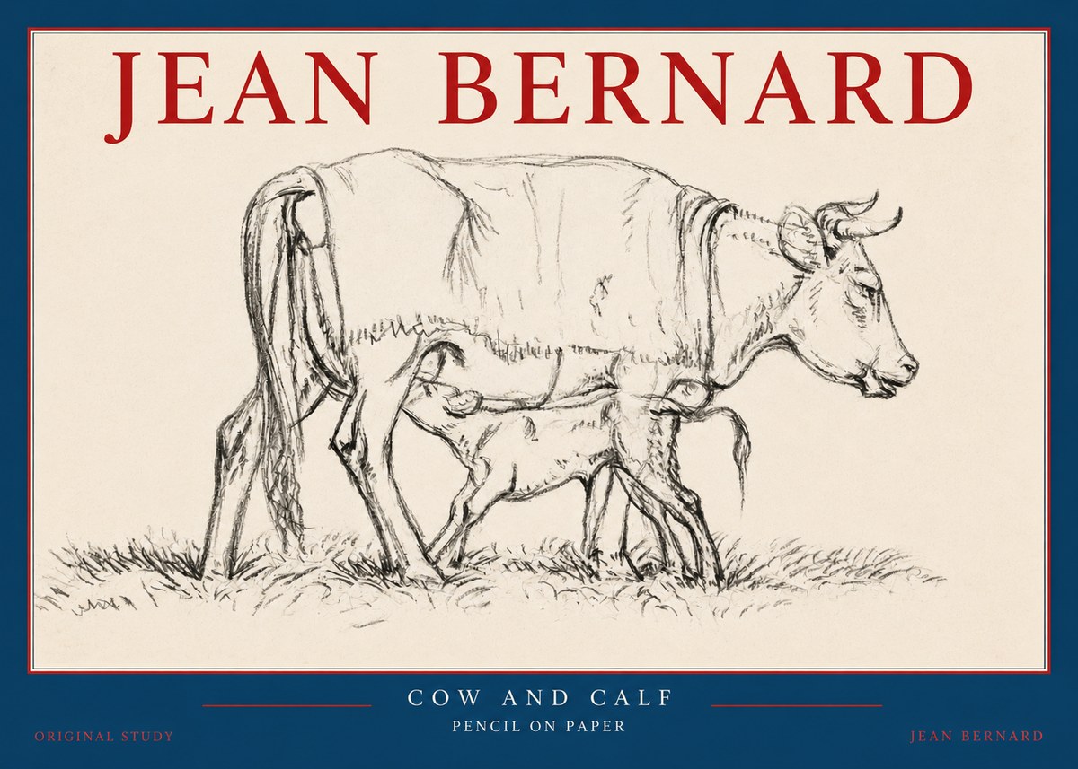 Jean Bernard Cow and Calf II No2 - Póster