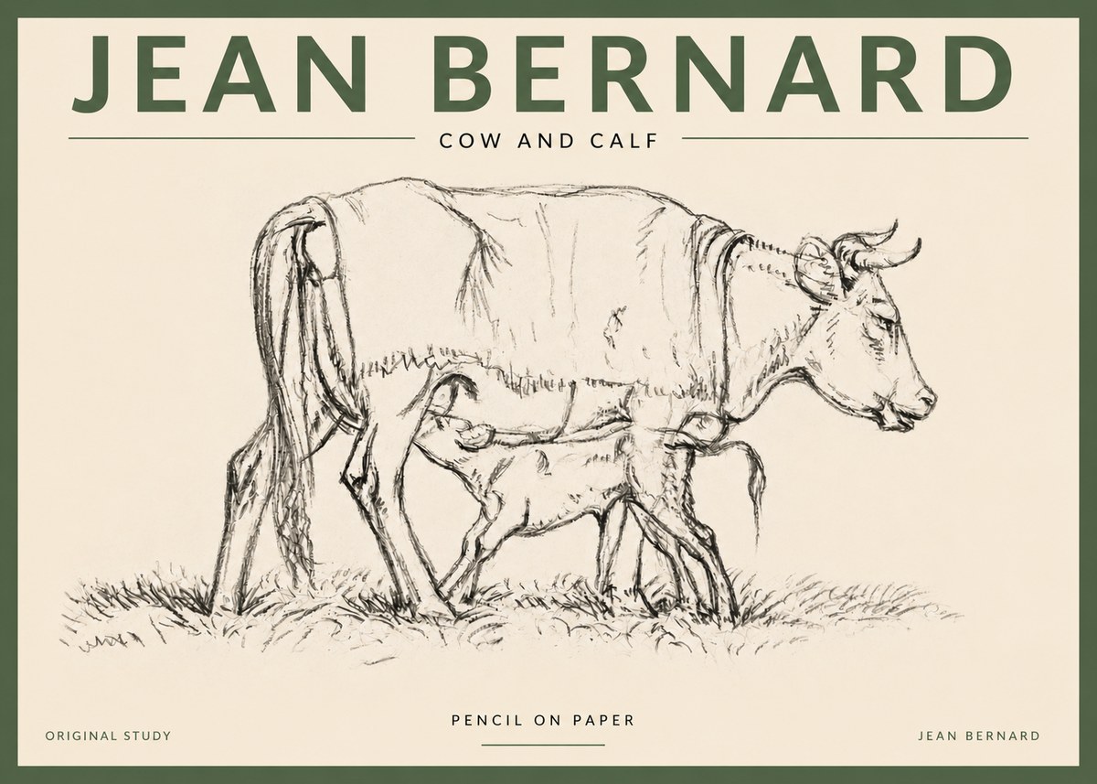 Jean Bernard Cow and Calf II No3 - Póster