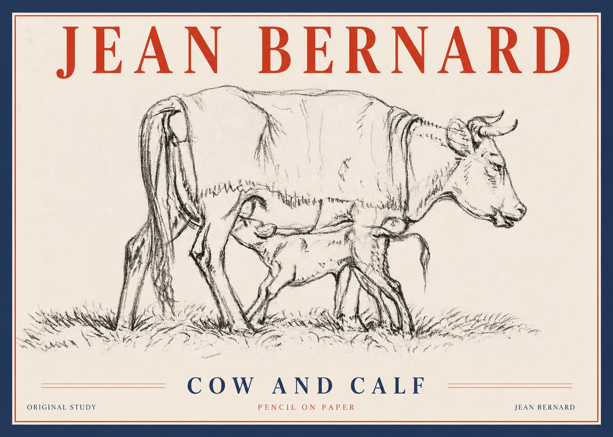 Jean Bernard Cow and Calf II No4 - Póster
