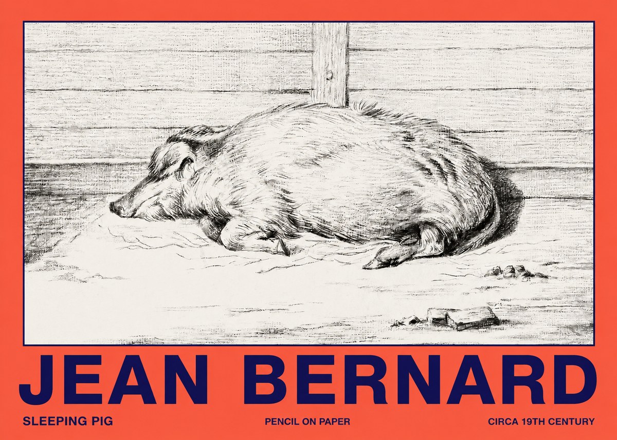 Jean Bernard Sleeping Pig I No2 - Póster