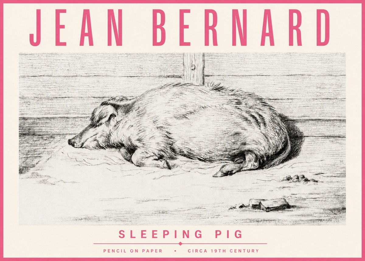 Jean Bernard Sleeping Pig I No4 - Póster
