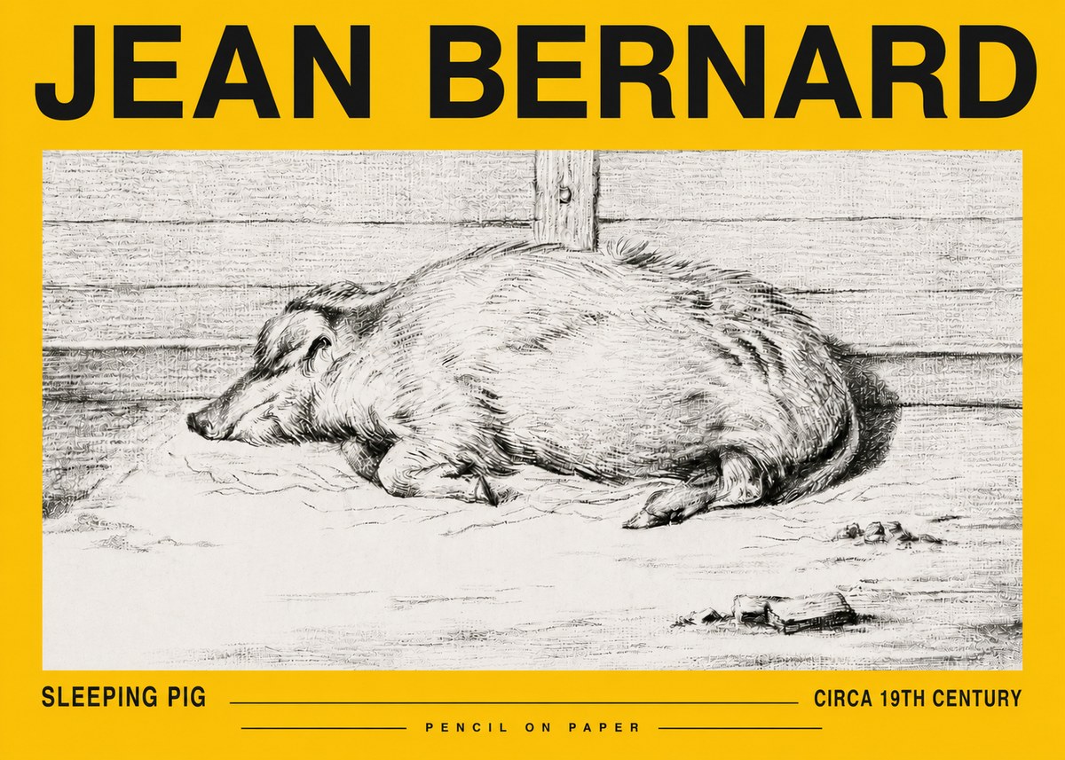 Jean Bernard Sleeping Pig I No5 - Póster