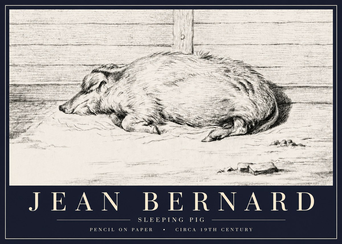 Jean Bernard Sleeping Pig I No6 - Póster