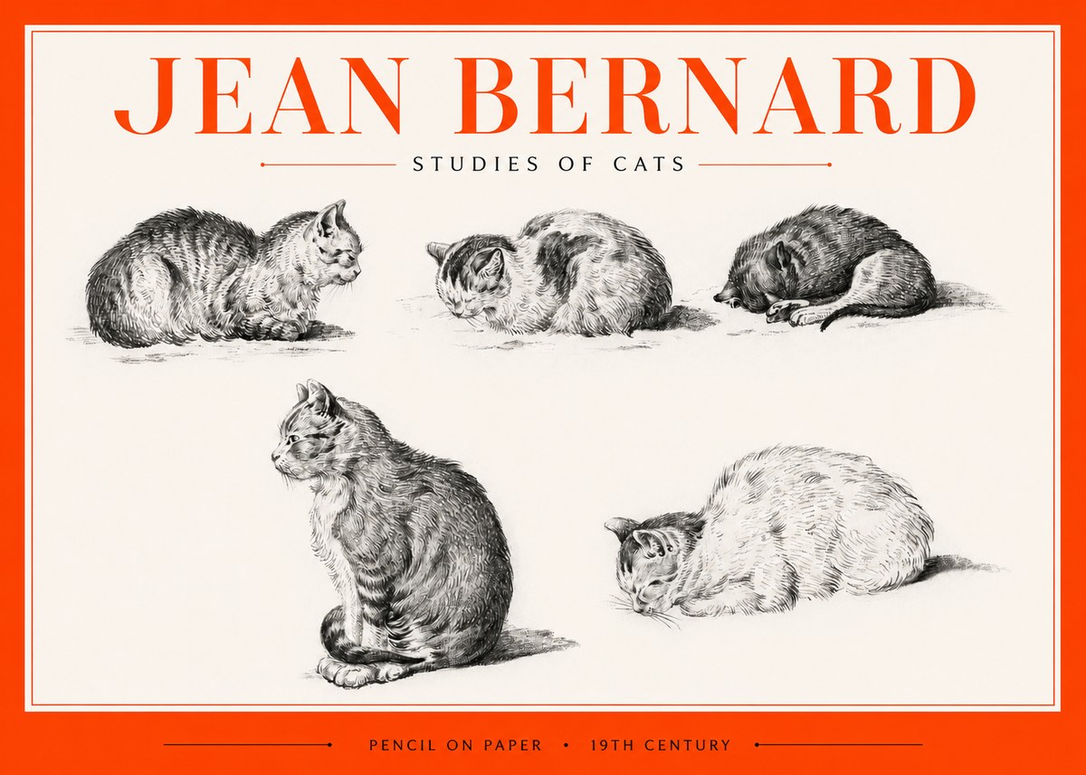 Jean Bernard Studies of Cats No2 - Póster