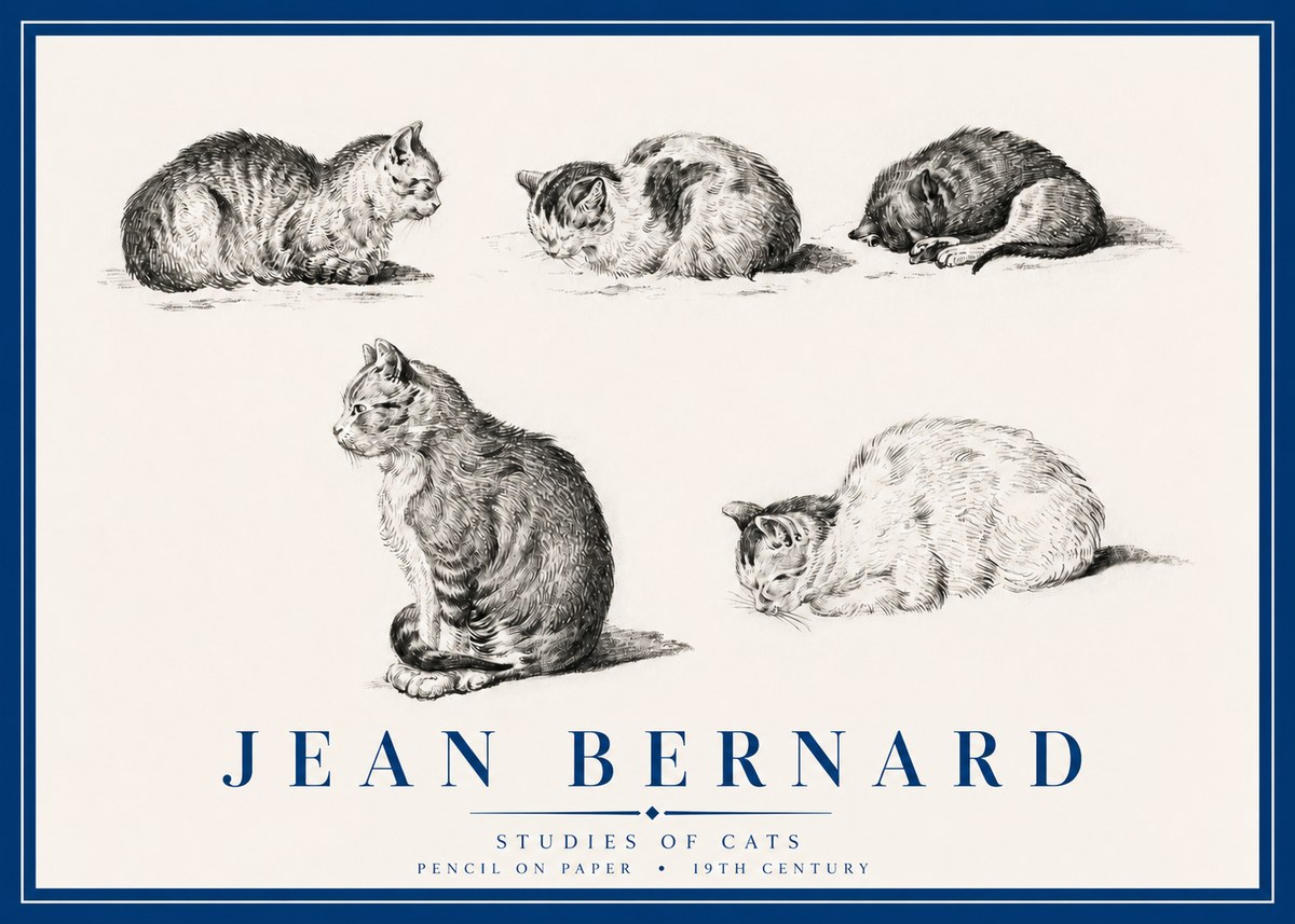 Jean Bernard Studies of Cats No3 - Póster