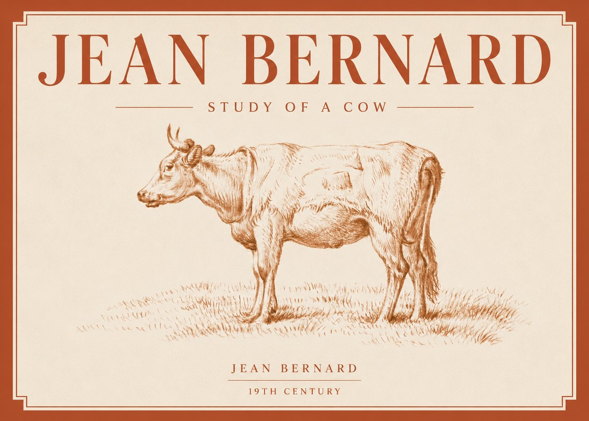 Jean Bernard Study of a Cow XIX No4 - Póster