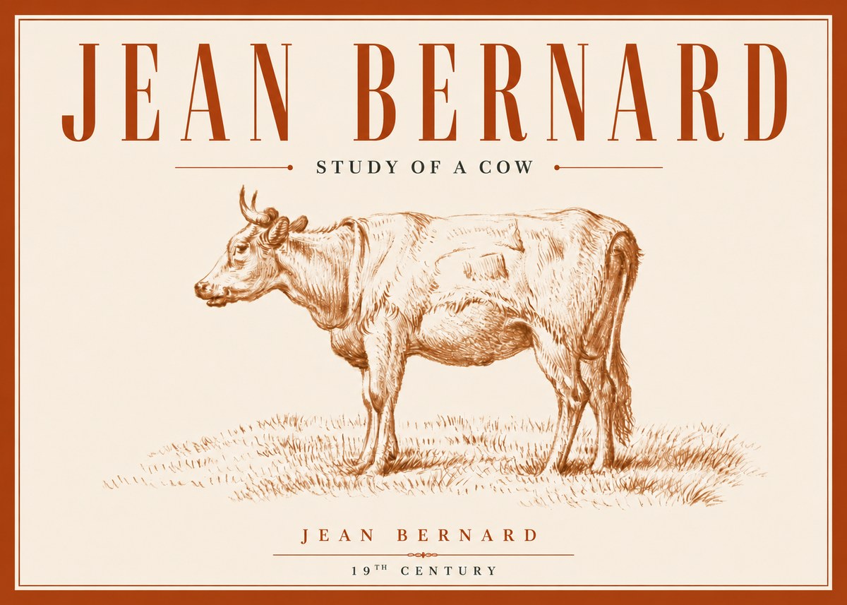 Jean Bernard Study of a Cow XIX No6 - Póster