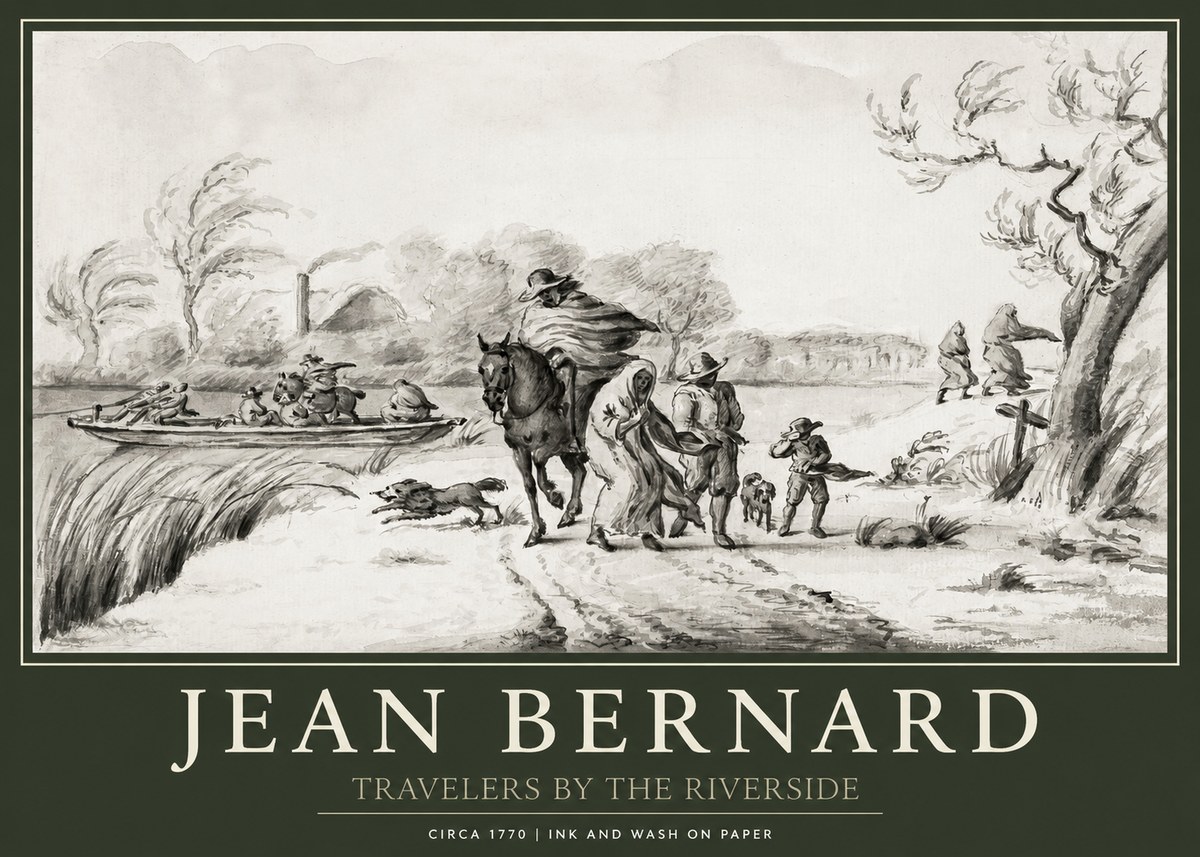 Jean Bernard Travelers by the Riverside No1 - Póster