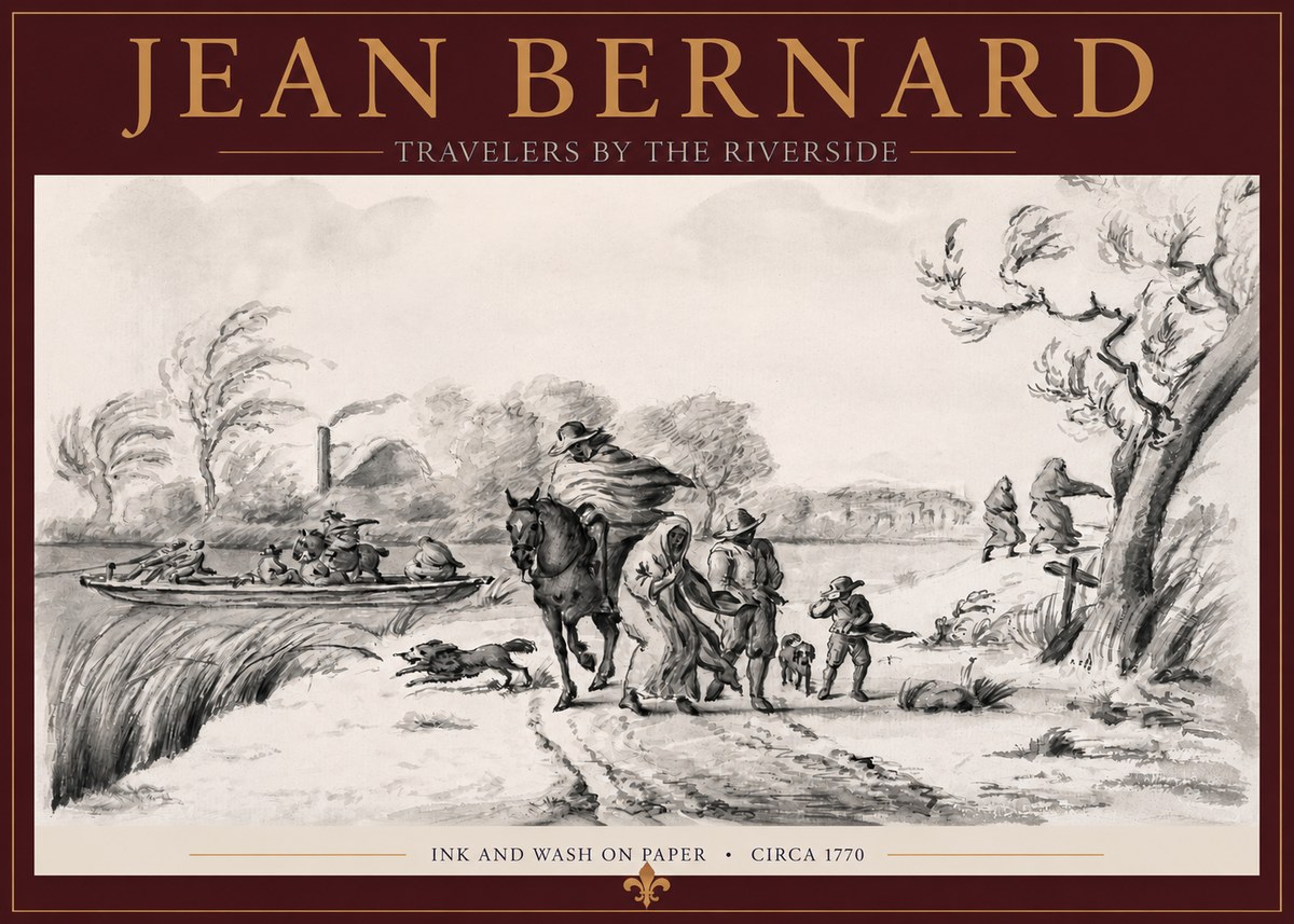 Jean Bernard Travelers by the Riverside No2 - Póster