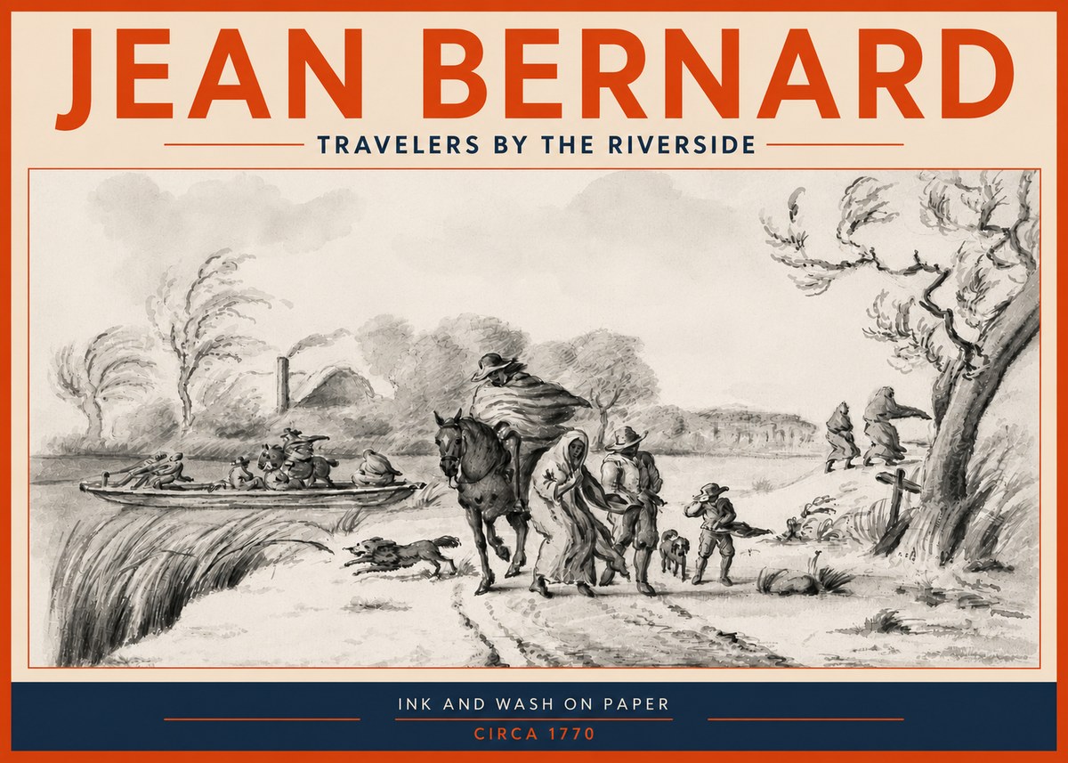 Jean Bernard Travelers by the Riverside No3 - Póster