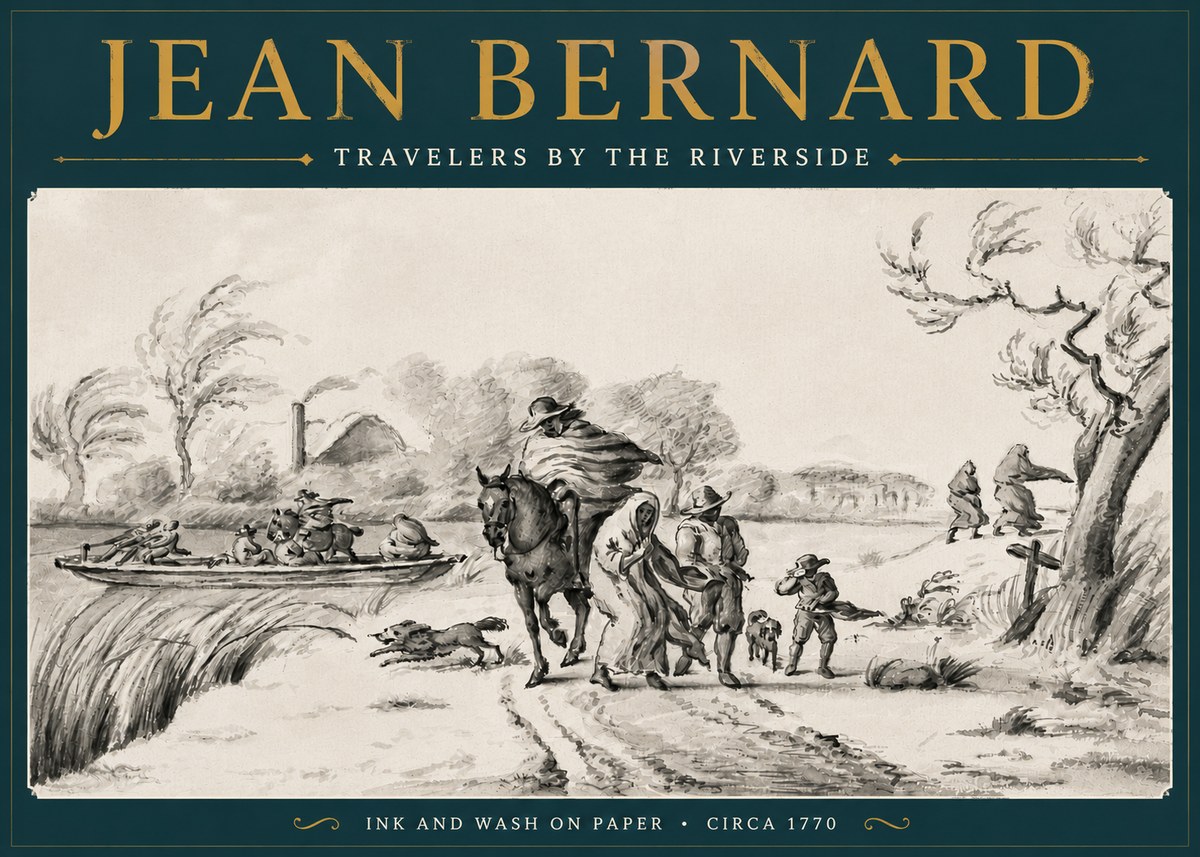 Jean Bernard Travelers by the Riverside No4 - Póster