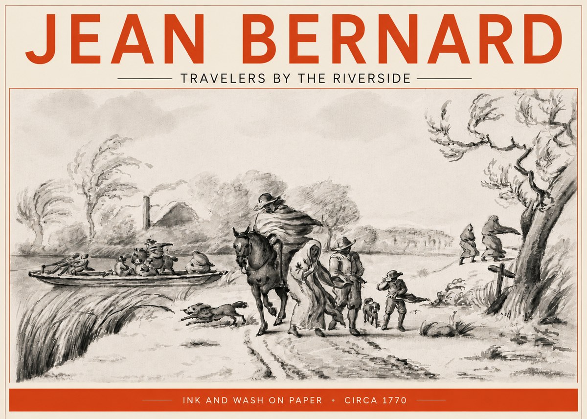 Jean Bernard Travelers by the Riverside No5 - Póster