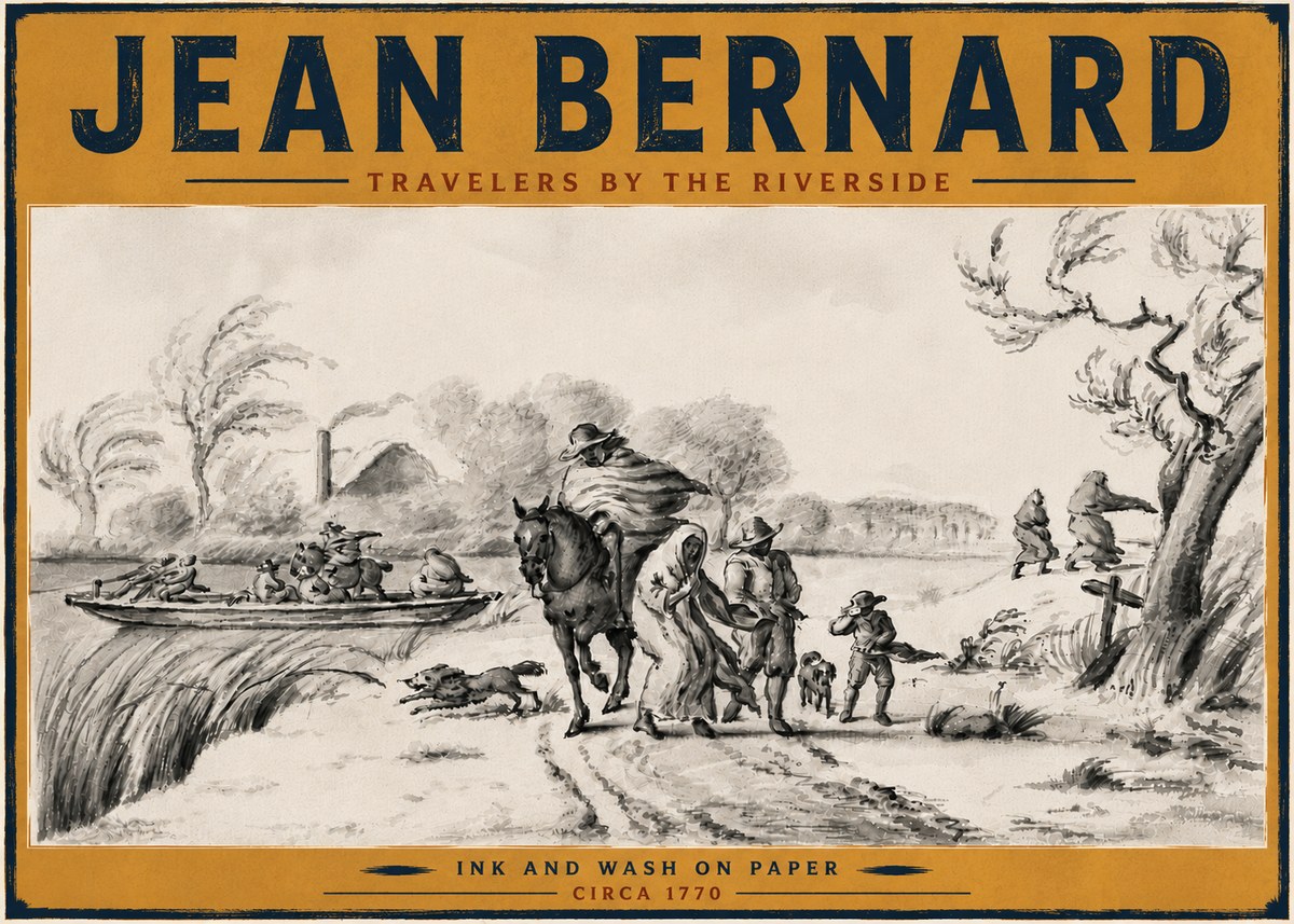 Jean Bernard Travelers by the Riverside No6 - Póster