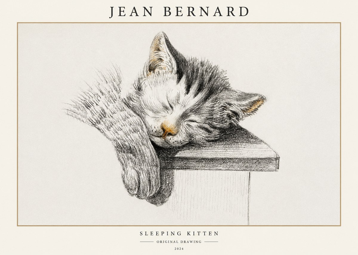 Jean Bernard Sleeping Kitten No1 - Póster