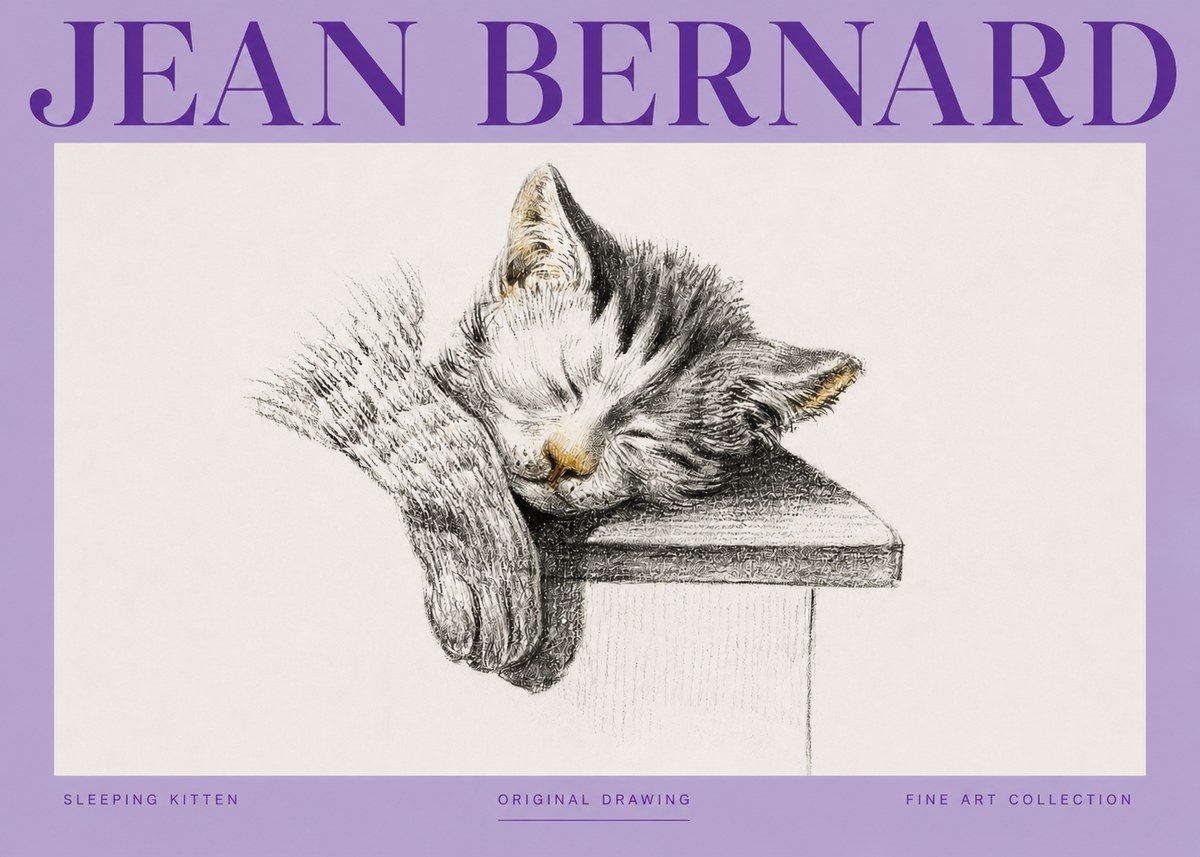 Jean Bernard Sleeping Kitten No3 - Póster